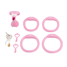 Load image into Gallery viewer, Pink Inverted Cock Cage With 4 Rings