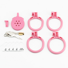 Load image into Gallery viewer, Flat Pink Chastity Cage With 4 Rings