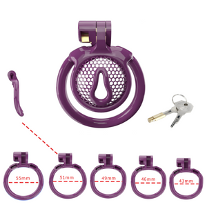 Purple chastity cage for sissy cuckolds
