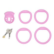 Load image into Gallery viewer, The Erection Rejection Resin Micro Cock Cage Pink With 4 Ring Sizes