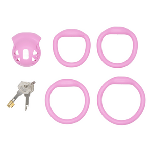 The Erection Rejection Resin Micro Cock Cage Pink With 4 Ring Sizes