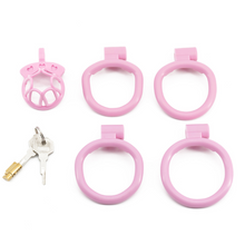 Load image into Gallery viewer, Sissy Pink Chastity Cage with 4 rings