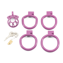 Load image into Gallery viewer, Purple Cock cage with 4 rings