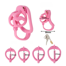 Load image into Gallery viewer, Pink Resin Chastity Cage With Super Large Base Rings