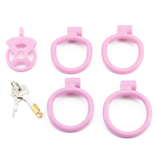 Load image into Gallery viewer, Flat Pink Chastity Belt with 4 rings
