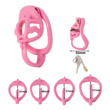 Load image into Gallery viewer, Pink Cock Cage With Large Ball Splitter Base Rings
