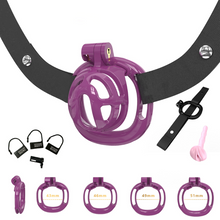 Load image into Gallery viewer, Purple Micro Chastity Cage With urethra insert