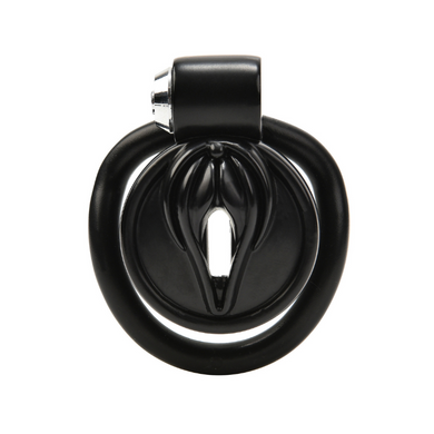 The Sissy Humiliator: Micro Pussy Shaped Chastity Cage Black color