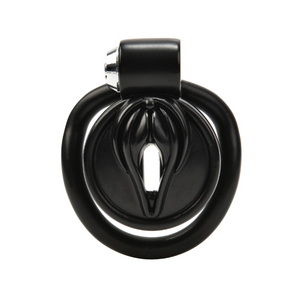 The Sissy Humiliator: Micro Pussy Shaped Chastity Cage Black color