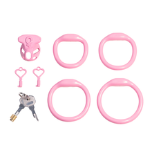 Load image into Gallery viewer, Micro Pink Chastity Cage With 4 rings