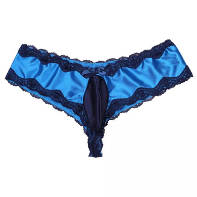 Blue Frilly Lace Sissy Pouch Panties