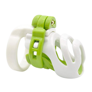 white + green resin male chastity cage