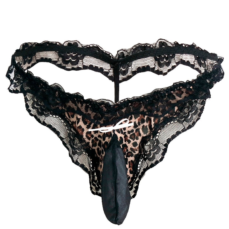 Leopard Print Sissy Pouch Panties With G-String