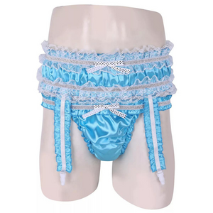 Frilly 2 Piece Garter Belt Panty For Men