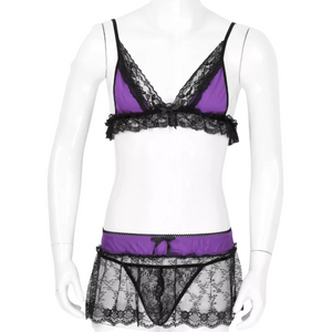 Purple Sissy Set for Men (Panties, Dress, G-String)
