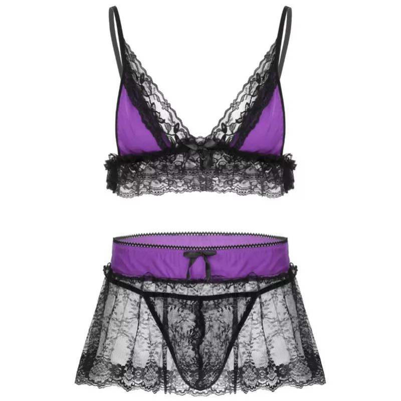 Sissy Jasmine 3 Piece Purple Sissy Set (Bra, Skirt, G-String)